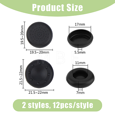 DICOSMETIC 24Pcs 2 Style Silicone with ABS Plastic Replacement Flat Round Thumb Grip Caps SIL-DC0001-19-1