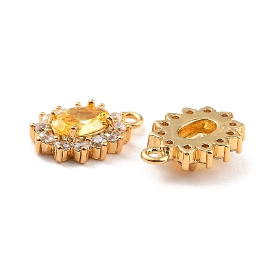 Real 18K Gold Plated Brass Micro Pave Cubic Zirconia Charms ZIRC-Z023-04A-NR-1