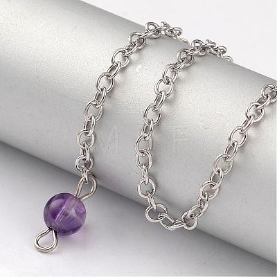 Natural Amethyst Sphere Dowsing Pendulums BJEW-E292-A07-1