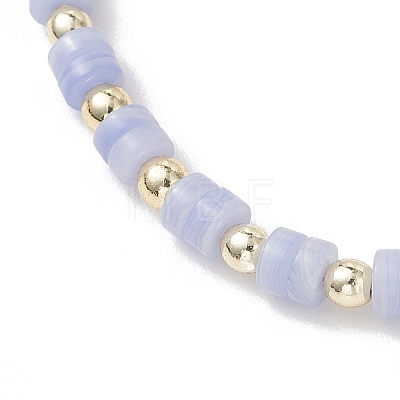 Flat Round Synthetic Blue Lace Agate Beads Braided Bead Bracelets BJEW-JB13247-01-1