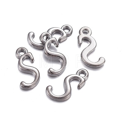 Gunmetal Plated Alloy Letter Pendants PALLOY-J718-01B-S-1