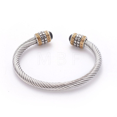 304 Stainless Steel Cuff Bangles BJEW-L642-25MP-1
