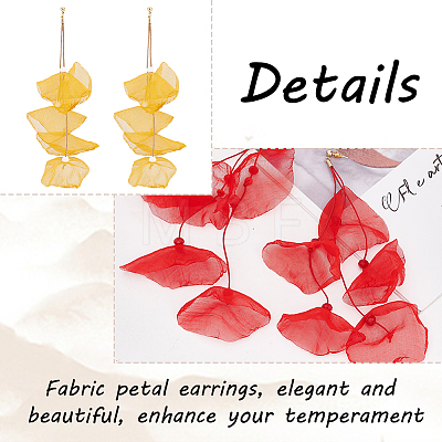 3 Pairs 3 Colors Cloth Flower Cluster Dangle Stud Earrings EJEW-AN0002-04-1