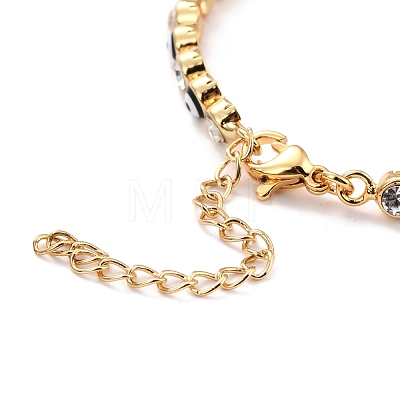 Flat Round with Evil Eye Link Chain Bracelet BJEW-C007-05G-01-1