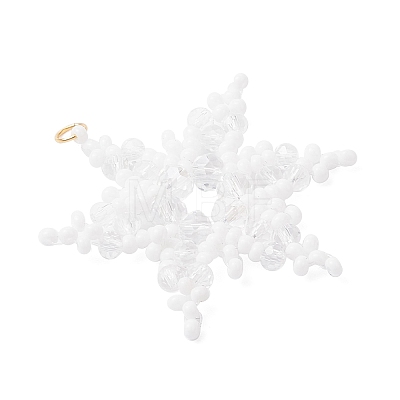 3Pcs 3 Colors Glass Seed Beaded Snowflake Pendants PALLOY-MZ00890-1
