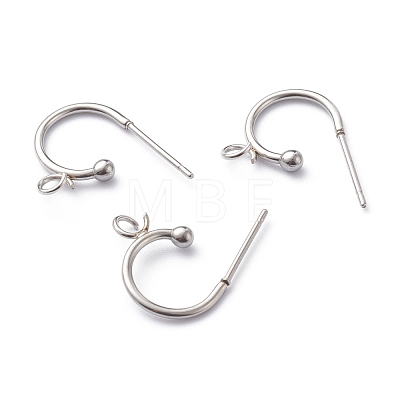 304 Stainless Steel Half Hoop Earrings STAS-Z028-B02-P-1