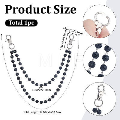 1Pc Polymer Clay Rhinestone Round Beaded Pants Chains AJEW-BM0001-29A-01-1