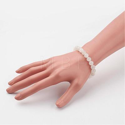 Natural White Moonstone Stretch Bracelets BJEW-JB02663-01-1
