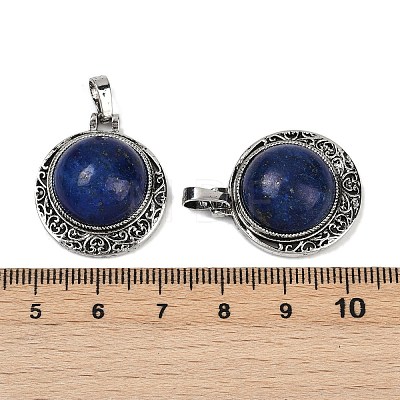 Dyed Natural Lapis Lazuli Half Round Pendants PALLOY-R159-01AS-09-1