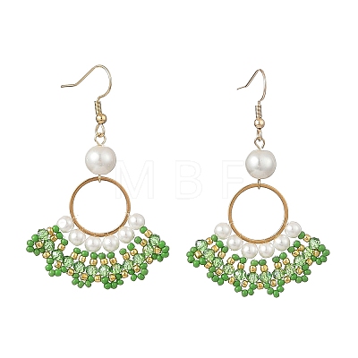 Glass Braided Beads Dangle Earrings EJEW-MZ00747-01-1