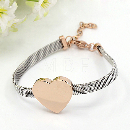 Ion Plating(IP) Fashionable 304 Stainless Steel Bracelets BJEW-J038-47RG-1