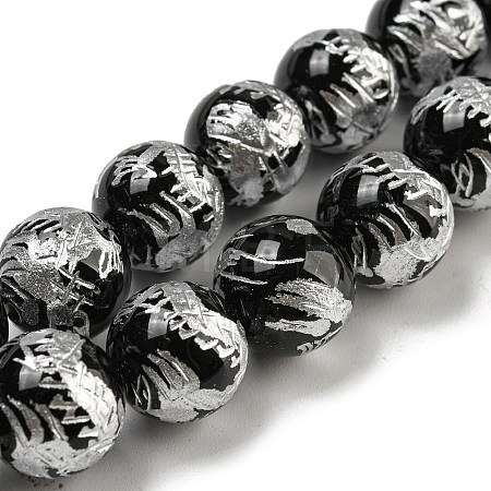 Natural Black Onyx Beads Strands G-C077-12mm-3B-1