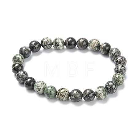 Natural Zebra Jasper Stretch Beaded Bracelets G-A185-01B-1