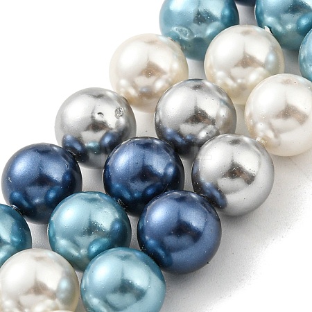 Electroplated Shell Pearl Beads Strands SHEL-F008-03B-07-1