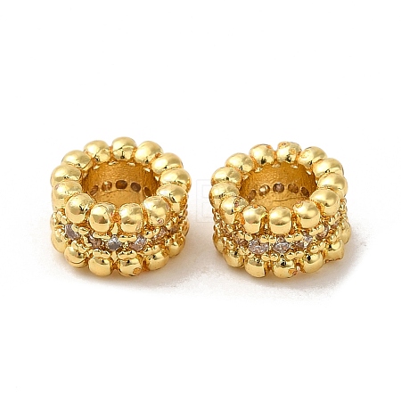 Rack Plating Brass Micro Pave Cubic Zirconia European Beads KK-K377-02G-1