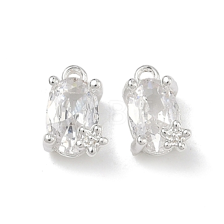 Brass Micro Pave Clear Cubic Zirconia Pendants KK-B172-11S-1