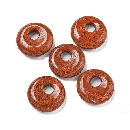 Natural Red Jasper Donut/Pi Disc Charms G-G142-02K-1