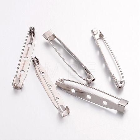 Platinum Plated Iron Brooch Findings X-IFIN-S526-40mm-1
