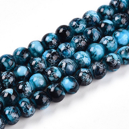 Baking Paint Glass Beads Strands LS-DGLA-N003-6mm-A08-1