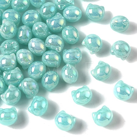 50Pcs UV Plating Opaque Acrylic Beads OACR-YW0003-10G-1
