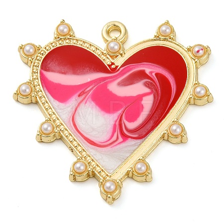 Smudge Pattern Alloy Pendants With ABS Imitation Pearls PALLOY-S034-03KCG-B-1