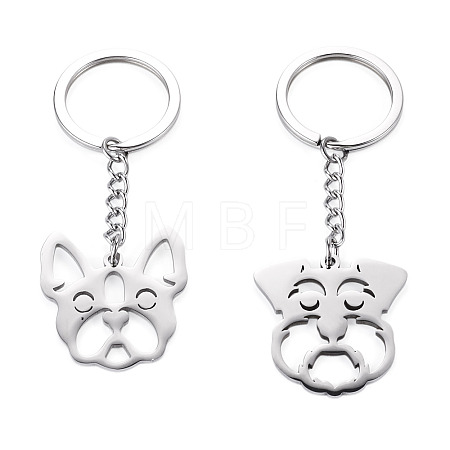 2Pcs 2 Styles 201 Stainless Steel Keychains KEYC-TAD0001-15C-1