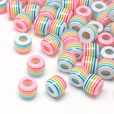 Opaque Stripe Resin European Beads RESI-S344-08-1