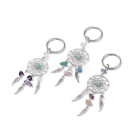 Natural Chip Fluorite & Green Aventurine Keychain KEYC-JKC00119-02-1