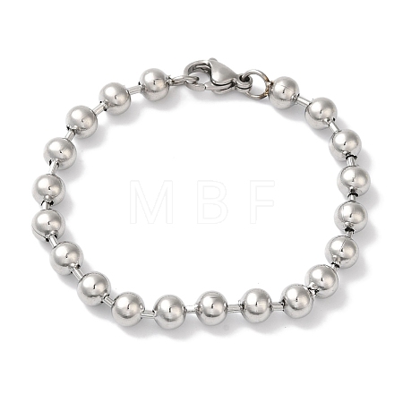 Non-Tarnish 304 Stainless Steel Beads Ball Chain Bracelets for Women BJEW-B092-02A-P-1