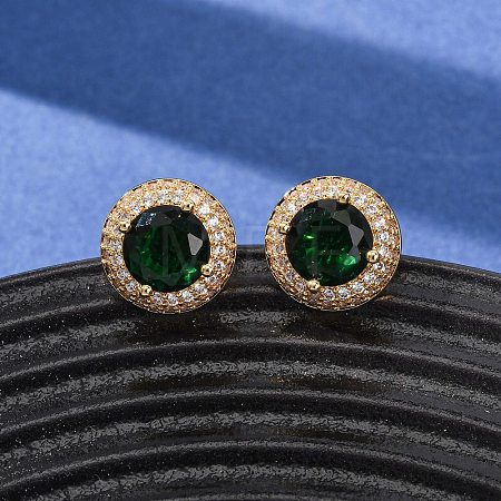 Brass Micro Pave Cubic Zirconia Stud Earrings for Women EJEW-F418-05G-1