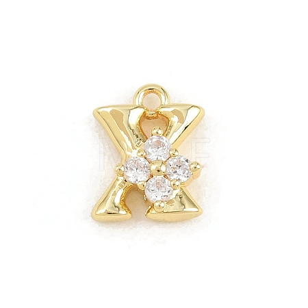Brass Micro Pave Clear Cubic Zirconia Charms KK-Z151-18G-X-1