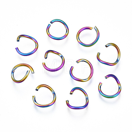 Ion Plating(IP) Rainbow Color 304 Stainless Steel Open Jump Rings X-STAS-N098-062A-01-1