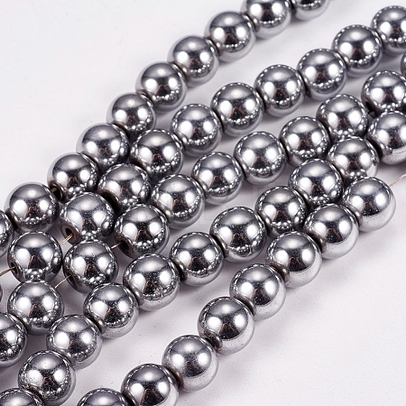 Electroplate Non-magnetic Synthetic Hematite Beads Strands G-J169A-8mm-02-1