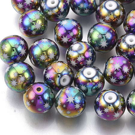Christmas Electroplate Glass Beads EGLA-R113-07D-1