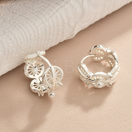 Brass and Imitation Pearl Hoop Earrings for Women FS-WGF43C8-02-1