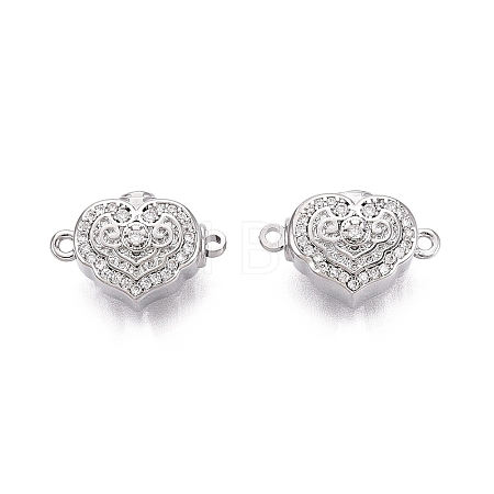 Brass Micro Pave Clear Cubic Zirconia Box Clasps KK-Q074-07P-1