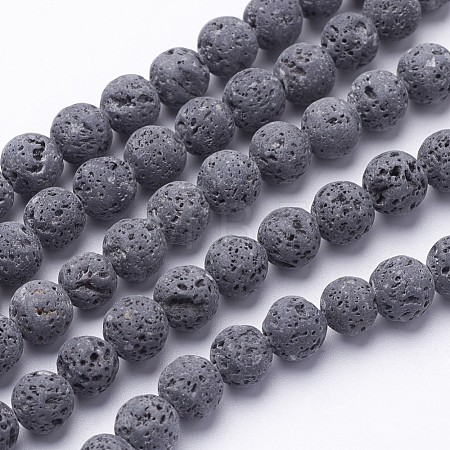Unwaxed Natural Lava Rock Bead Strands X-G-F309-6mm-1