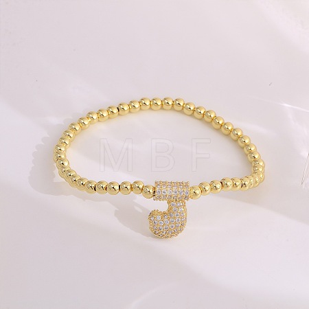 Brass Micro Pave Clear Cubic Zirconia Beaded Stretch Bracelets for Women FS-WGB95F4-19-1