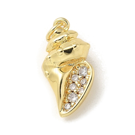 Brass Micro Pave Clear Cubic Zirconia Pendants KK-U046-02G-06-1