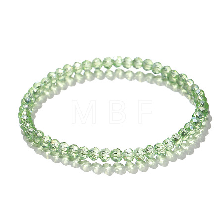 4mm Prism Faceted Rondelle Glass Beaded Stretch Bracelets for Women EH2213-7-1