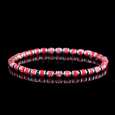 Natural & Dyed Imperial Jasper Beaded Stretch Bracelets for Men GC1206-1-1