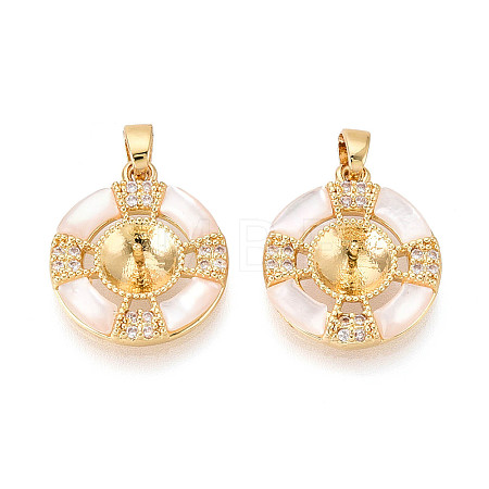 Brass Micro Pave Cubic Zirconia Cup Pearl Peg Bails Pin Pendants KK-T079-05G-1