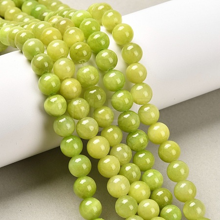 Natural Dyed Yellow Jade Gemstone Bead Strands X-G-R271-8mm-Y12-1