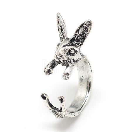 Adjustable Alloy Bunny Cuff Finger Rings RJEW-S038-069-1