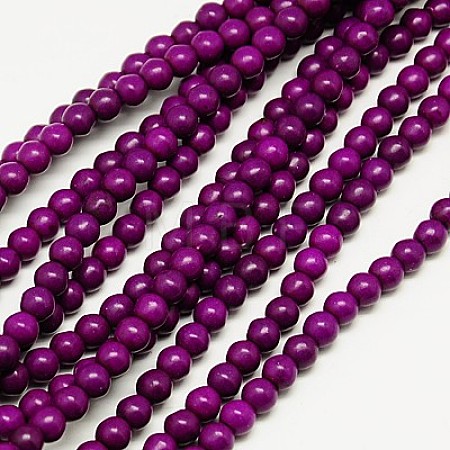1 Strand  Dyed Purple RoundSynthetic Turquoise Beads Strands X-TURQ-G106-4mm-02O-1