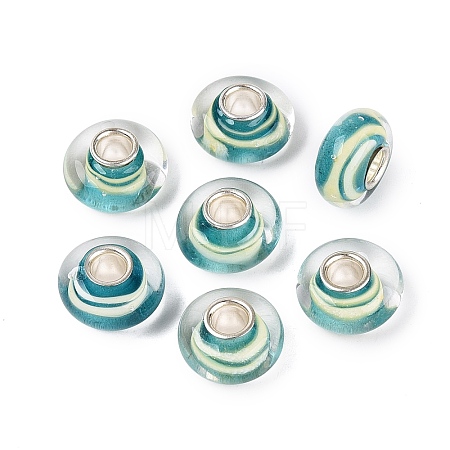 Handmade Lampwork & Brass Core European Beads LAMP-N044-11S-01-1