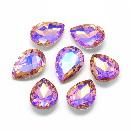 Pointed Back Glass Rhinestone Cabochons RGLA-T017-13x18mm-04-1