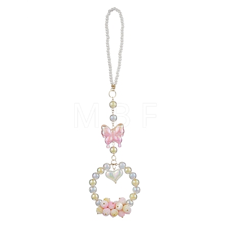 Acrylic Butterfly Heart Pendant Decorations HJEW-JM02000-1