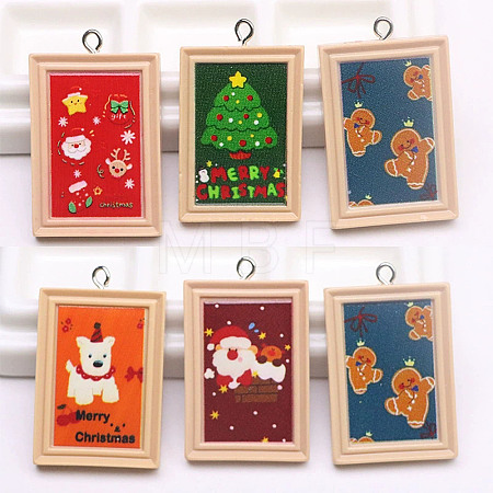 Christmas Opaque Resin Pendants RESI-I350-03-1