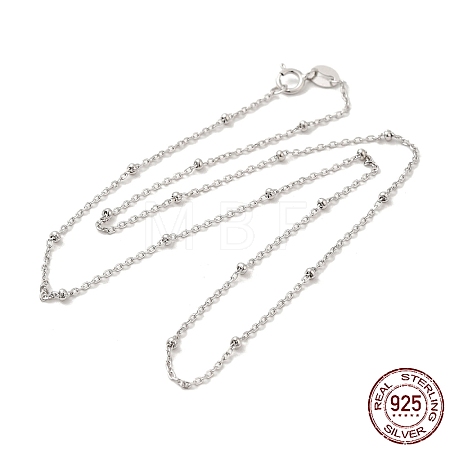 Rhodium Plated 925 Sterling Silver Satellite Chain Necklaces STER-NH0001-07A-P-1